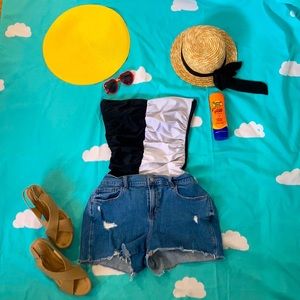 Black & White Strapless Bathing suit